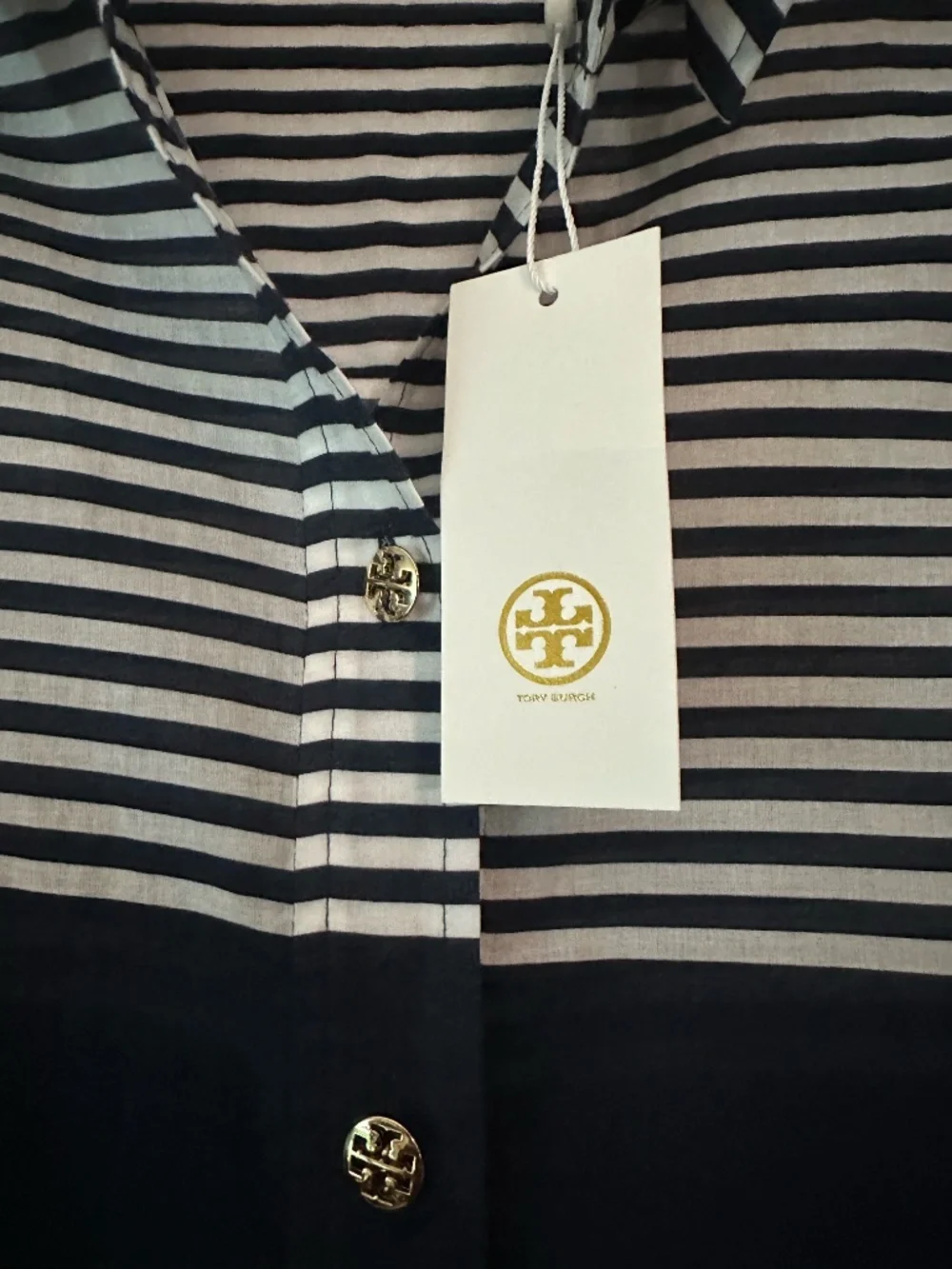 Tory Burch Brigitte Nautical Stripe Cotton Voile Cover Up Tunic NWT Small